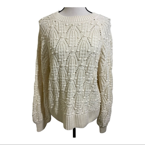 Jun & Ivy womens crewneck sweater Small off white Cotton - Picture 11 of 11